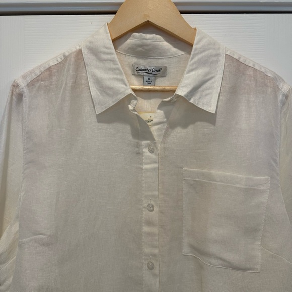 NWT Coldwater Creek Button Up Shirt Women’s Sz XL Ivory Linen Silk Lightweight - Picture 3 of 9
